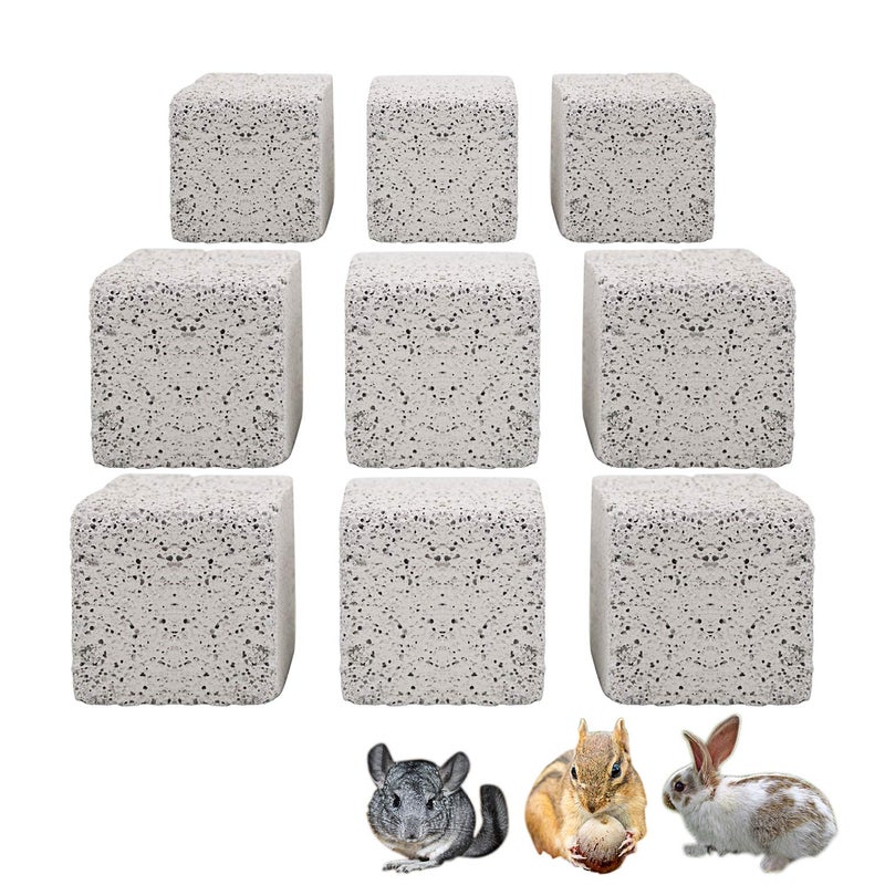 S-Mechanic 9Pcs Hamster Chew Toy Lava Square Stone Teeth Grinding Toys Mineral Stone Chew Toy for Hamsters, Chinchillas, Rabbits and Other Small Animals - Image 1